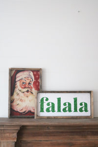 Vintage Santa Paper Wood Sign