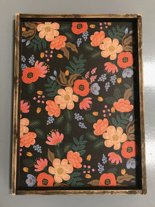 Black Floral Paper Sign