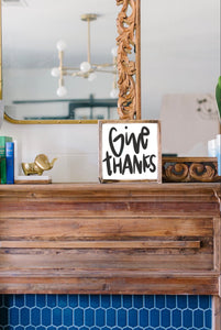 Give Thanks (Square) - Wood Sign