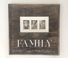 Family Where Love Never Ends Wood Sign