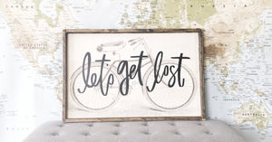 Let’s get lost (bicycle) Wood Sign