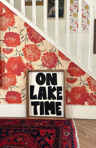 On Lake Time Wood Sign