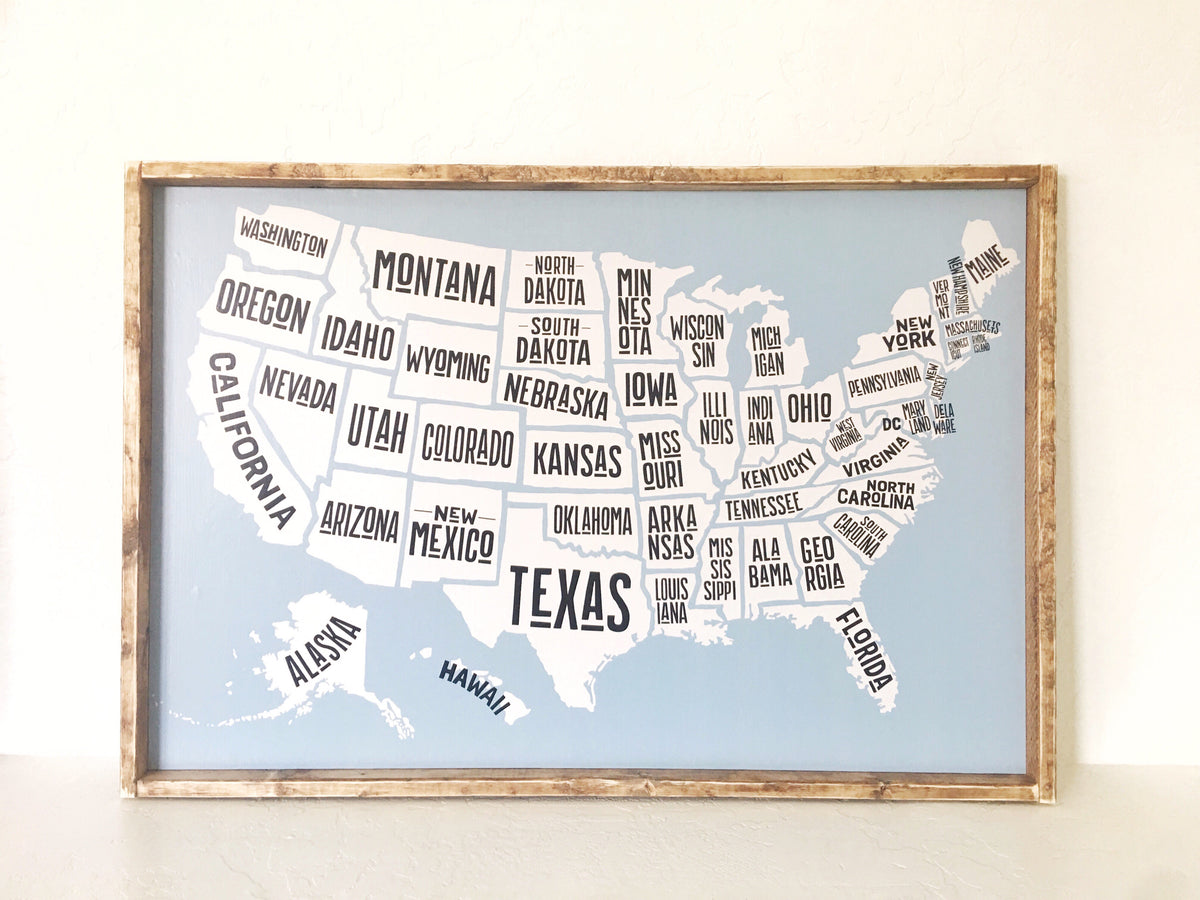 USA State Map- Wood Sign – JaxnBlvd