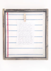 Notebook paper wood sign with clip