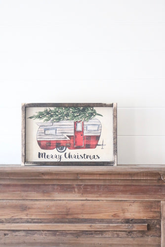 Christmas Camper Vintage Paper Sign