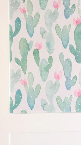 Painted Desert Drawer Liner- Cactus/Pink Flowers Cream Background